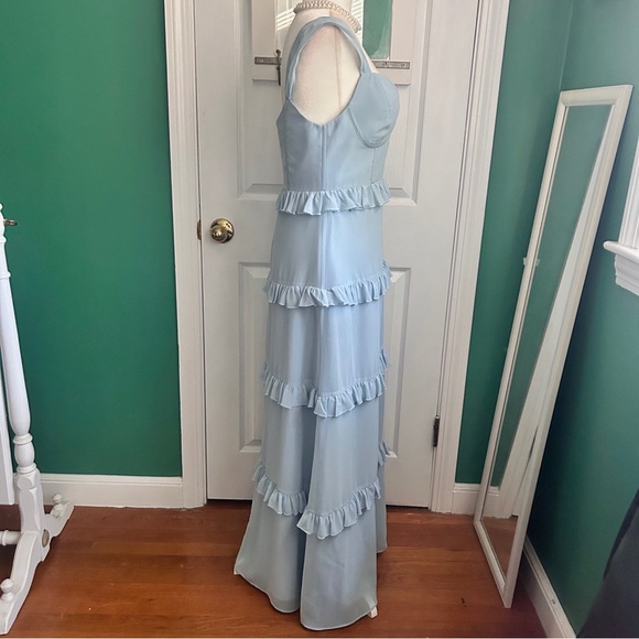 Revelry Sloane Chiffon Tiered Dress in Periwinkle 4 - Picture 6 of 14